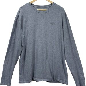 Patagonia Long Sleeve Graphic T-Shirt XL Gray Organic Cotton Fish Logo